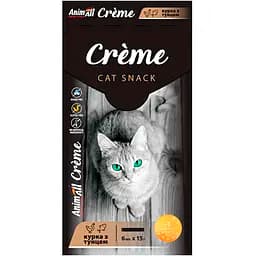 Лакомство для кошек AnimAll Creme со вкусом курицы с тунцем 6 шт. х 15 г