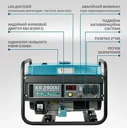Генератор бензиновий газ/бензин Konner&Sohnen 2.5/2.9 кВт KS 2900G - мініатюра 8