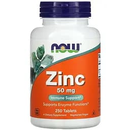 Витамины и минералы NOW Zinc 50 mg, 250 таблеток