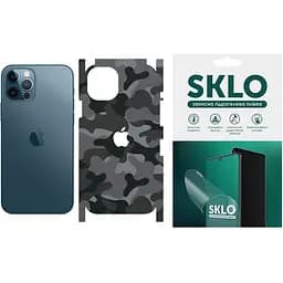 Защитная гидрогелевая пленка SKLO Back (тыл+грани+лого) Camo для Apple iPhone 13 mini (5.4) Серый / Army Gray