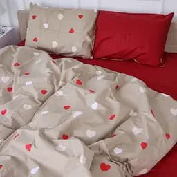 Простирадло MirSon Бязь 17-4750 Multicolored hearts 200x220 см червоне (2200008933418) - мініатюра 2