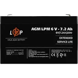Акумулятор LogicPower AGM 6V (6V/7.2Ah/43.2Wh) (3859) [109176] - мініатюра 4