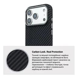 Карбоновый чехол для Apple iPhone 17 Pro, LikeCarbon2 MagCase, черный, тонкий защитный чехол-панель из поликарбоната с магнитами N52, MagSafe, противоударный, совместим с беспроводной зарядкой, приподнятые края для защиты камеры, ArmorStandart (ARM86258) - мініатюра 7