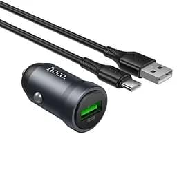 Адаптер автомобильный HOCO Energy single-port car charger Type-C set Z62 |1USB, 18W/3A, QC|
