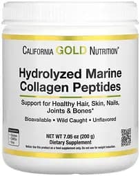Препарат для суставов и связок California Gold Nutrition Hydrolyzed Marine Collagen Peptides, 200 грамм