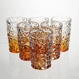 Набір скляних склянок 6 штук 350 мл для лимонадів соку води коктейлів склянки скляні для напоїв Золотистий Yiwu HP-19-191