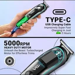 Акумуляторний тример для стрижки волосся й бороди з USB і LED-дисплеєм VGR V-075 - мініатюра 4