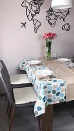 Водовідштовхувальна Скатертина Великодня писанка (блакитна) 220х140 см (+ 4 серветки 30х40)