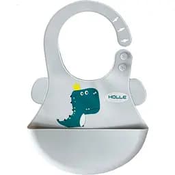 Слюнявчик силиконовый Mega Zayka Дино с карманом MGZ-0616 (White)