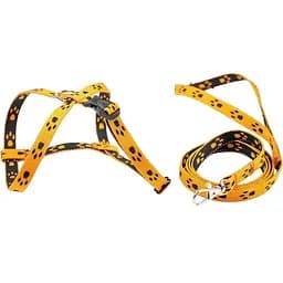 Шлея с поводком Пухнастики оранжевая 1.2 м