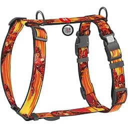 Шлея для собак Waudog Nylon анатомічна H-подібна з QR-паспортом, малюнок "Швидкість Флеша", пластиковий фастекс, М
