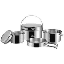 Набір туристичного посуду Naturehike NH22CJ005: 2 каструлі, казанок, сковорідка нержавіюча сталь