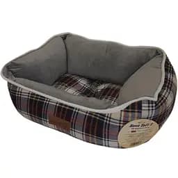 Лежанка AnimAll Nena Soft S WHITE - RED для собак та котів клітинка 45×35×16 см