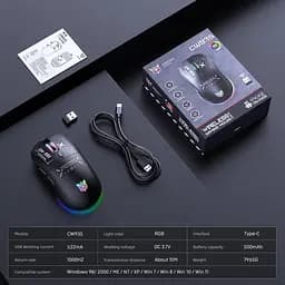 Комп'ютерна мишка Onikuma ігрова бездротова акумуляторна CW-935 Pro з RGB підсвіткою та 3 режимами підключення - мініатюра 9