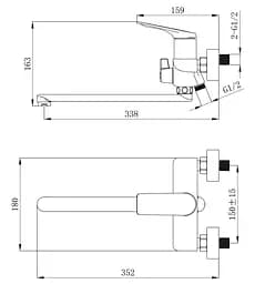 Змішувач для ванни Qtap Vlasta New QTVLA260GMB45645 Gunmetal Black PVD - мініатюра 5