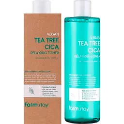 Заспокійливий тонік  FarmStay Vegan Tea Tree Cica Relaxing Toner з олією чайного дерева 400 мл - мініатюра 2