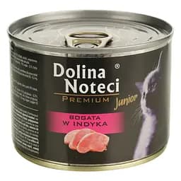 Вологий корм для кошенят Dolina Noteci Premium kitten М'ясні шматочки в соусі з індичкою 185 г