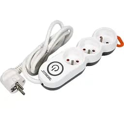 Удлинитель сетевой Sthor 1.5 м 3 гнезда и включатель 3-жильный 1.5 мм² с заземлением белый (72350)