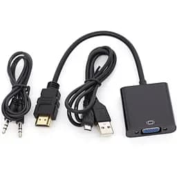 Переходник HDMI M->VGA F (с аудио интерфейсом), кабель 20см. OEM