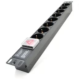 Силовий блок 19" 8 розеток, без кабеля, вимикач, алюм. корпус Pipo (PP8PDUGRC14)