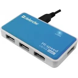 Концентратор Defender USB2.0 Quadro Power Blue 4хUSB2.0 + бж (83503)