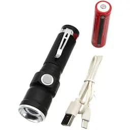 Ручний ліхтар RB-203 із зумом Zoom T6 18650 micro-USB Чорний - мініатюра 3
