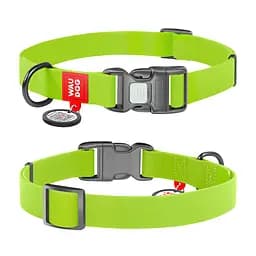 Ошейник для собак водостойкий Waudog Waterproof с QR-паспортом пластиковая пряжка-фастекс Ш 25 мм Д 38-58 см салатовый
