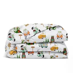 Дитяча постільна білизна в ліжечко FOREST ANIMALS CS6, зелений (AnimalsCamping_Cappuccino110x160_140) - мініатюра 4
