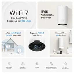 TP-Link Система WiFi-Mesh Deco BE25 BE5000, 2x2.5GE LANWAN, 1мод, зовнішня - мініатюра 4