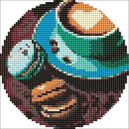 Алмазная мозаика Ideyka на круглом подрамнике Кофейная мечта AM-R7917 d19см