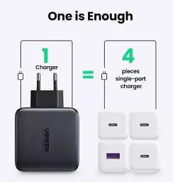 Універсальний портативний швидкий зарядний пристрій Ugreen CD226 GaN 100W 3C1A на 4 USB - мініатюра 2