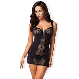 Сорочка и стринги Obsessive Heartina L/XL черный