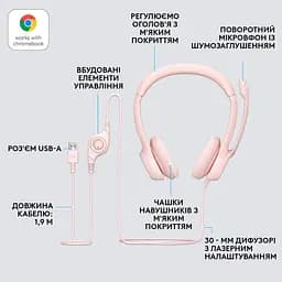Гарнітура Logitech H390 USB Rose (981-001281) - мініатюра 6