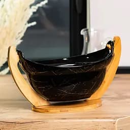 Фруктовниця TS Kitchen керамічна з бамбуковою підставкою 32х18.5х15 см HP1237 - мініатюра 4