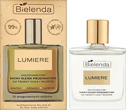 Багатофункціональна суха олія для догляду за обличчям, тілом і волоссям Bielenda Lumiere Multifunctional Dry Care Oil For Face Body And Hair 50 мл