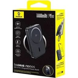 Зовнішній акумулятор Baseus Nomos Qi2 10000mAh 45W Black (P10078800123-00) [161321] - мініатюра 7