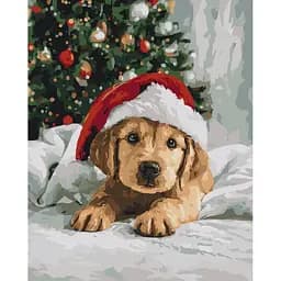 Картина за номерами на підрамнику Brushme Пухнастий новорічний друг