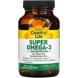 Рыбий жир Country Life Super Omega-3 60 мягких капсул