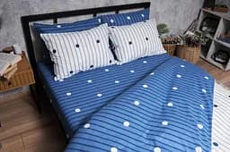Комплект постільної білизни Moon&Star Бязь Gold Люкс Peas Blue King Size 220x240 наволочки 2х50х70 - мініатюра 3