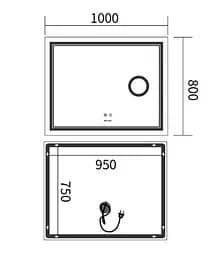 Дзеркало Mixxus Premium QUADRO MR20-100x80 (LED Touch, Anti-fog, лінза) (MP6623) - мініатюра 5