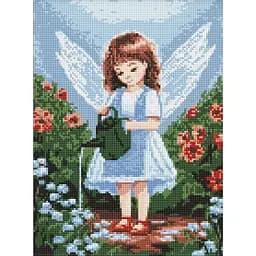 Алмазная мозаика Ideyka Ангелочек в саду без подрамника 30х40 см (AMC7938)