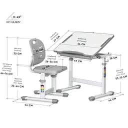 Комплект меблів Evo-kids Evo-06 Plus Grey: стіл+стілець (Evo-06 Plus G) - мініатюра 2