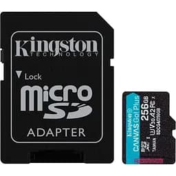 Карта пам'яті Kingston microSD 256GB C10 UHS-I U3 A2 V30 R200/W160MB/s + SD