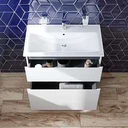 Тумба з умивальником Am.Pm X-Joy підлогова 80 см 2 ящики білий M85-FSX0802-WC0802WG38, Білий - мініатюра 3