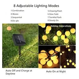 Вулична світлодіодна гірлянда Sun Lamp Solar 7 метрів 50 LED на сонячній батареї "Молочні кулі" - мініатюра 9