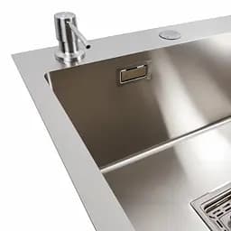 Кухонна мийка 78x50С L нержавійка Platinum Handmade (поглиблена полиця, 3.0/1.0 мм), Нержавіюча сталь - мініатюра 7