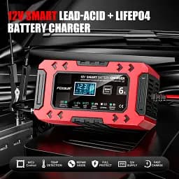Автомобільний зарядний пристрій Foxsur FBC1206F 12V/6А Автоматичний імпульсний з функцією відновлення Red (19424) - мініатюра 5