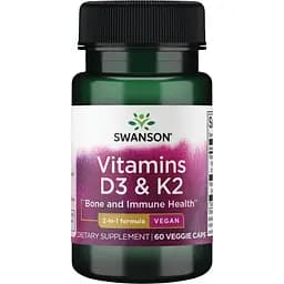 Витамины Swanson Vitamins D3 K2 2000 мг 60 капсул
