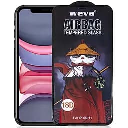 Захисне 2.5D скло Weva AirBag (тех.пак) для Apple iPhone 11 / XR (6.1) Чорний - мініатюра 2