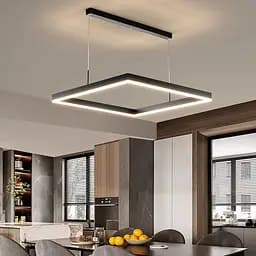Черная люстра с подвесным квадратом 60 см Ст. MJ 223-600 BK Line F